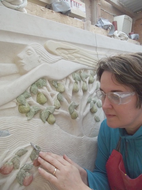 St Georges Gt Bromley Essex south aisle sculpture the river of life sculptor at work