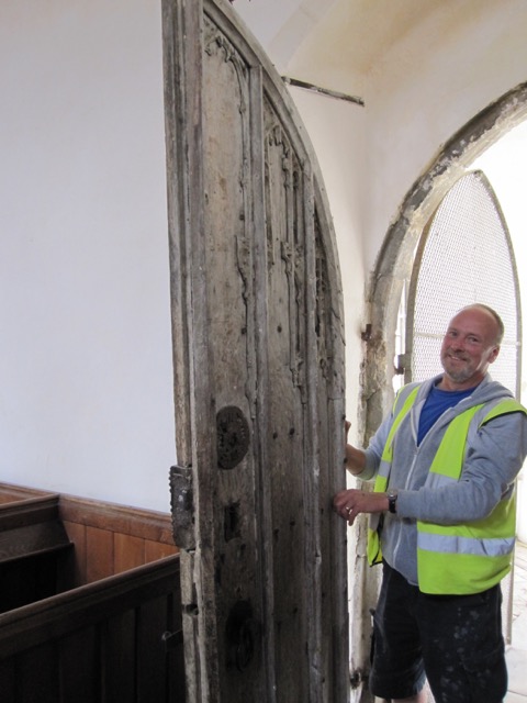 St George's Gt Bromley Essex 2015 South door removed to take away for specialist restoration 