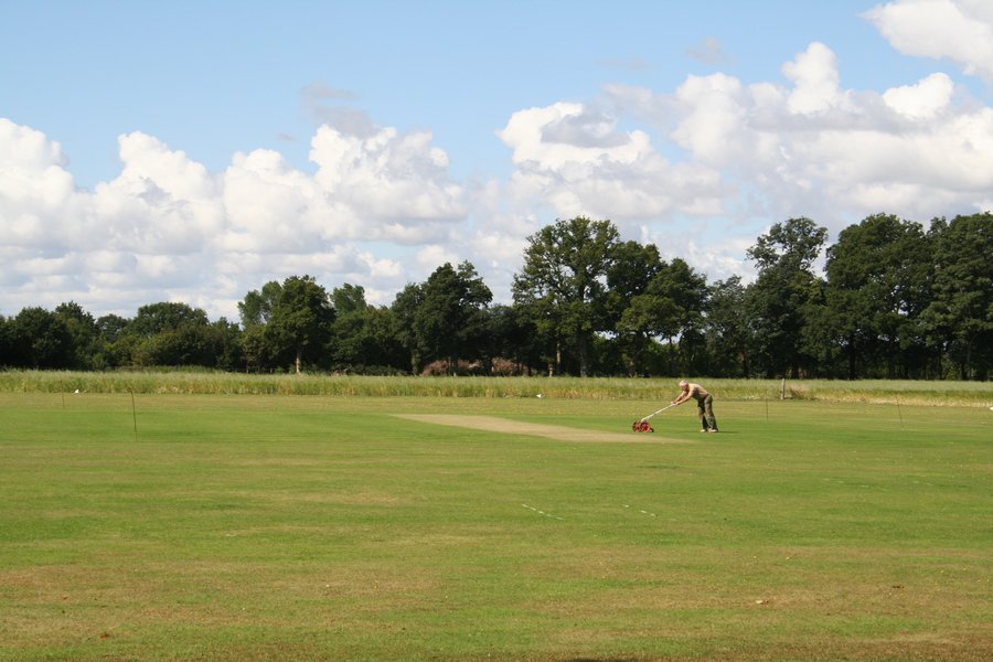 maintaining the cricket pitch