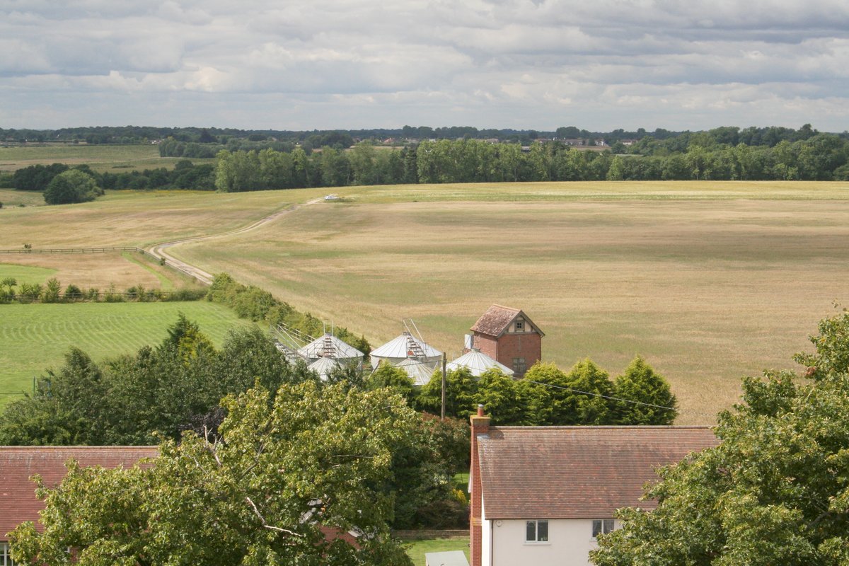 view of fields from St George's church tower