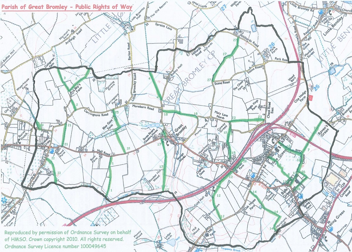 Map Showing Public Footpaths Public Rights Of Way | Great Bromley