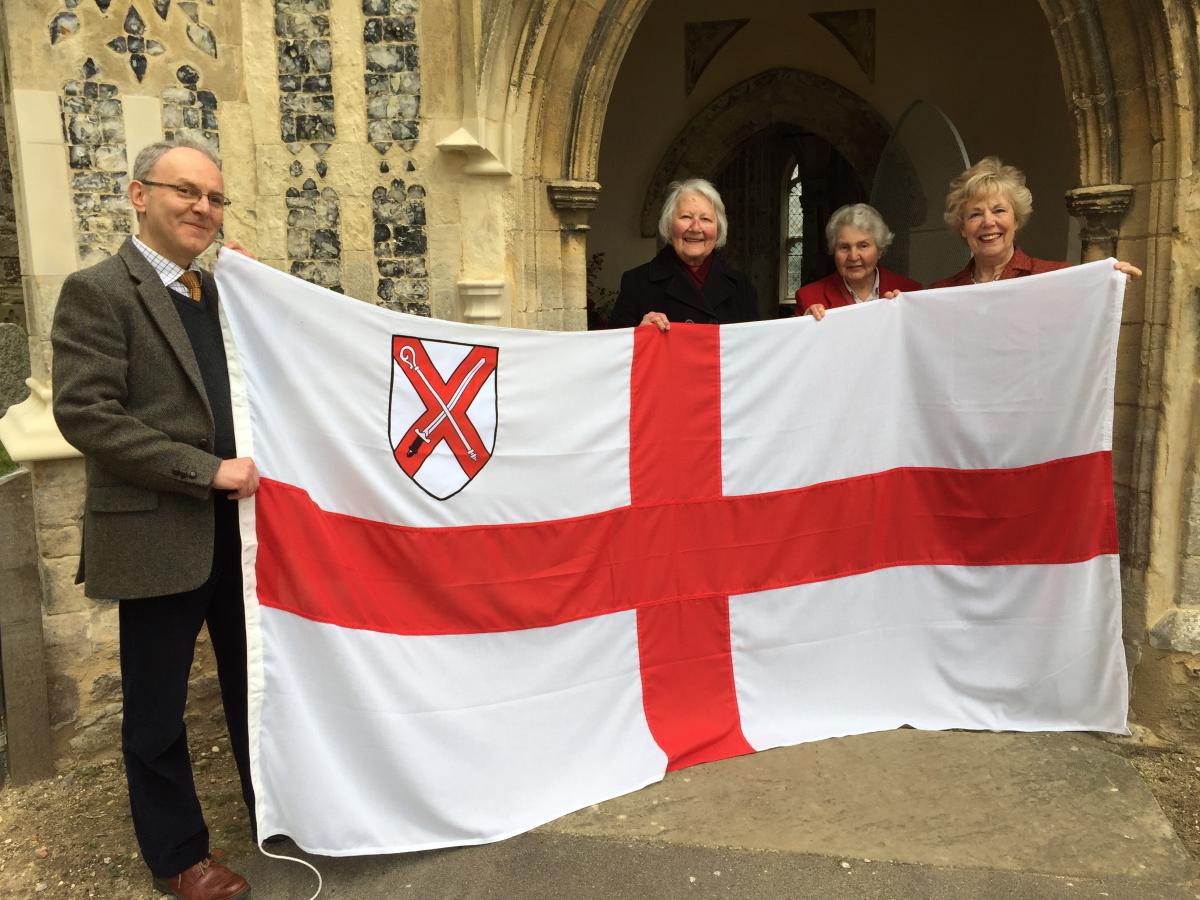 St George's Church, Great Bromley, Essex. - new church flag April 2016