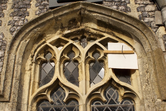 St George's Great Bromley 2008 Clerestorey_top_window_with_patch