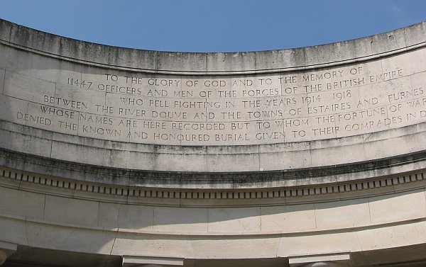 Ploegsteert Memorial Belgium - inscription